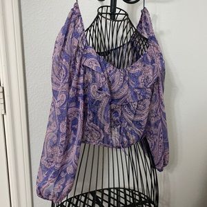 New Zara Sheer Summer Crop Blouse
